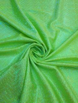 Lycra groen rock hologram zilver