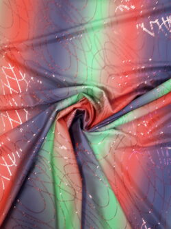 Lycra rood bruin groen gestreept cirkel