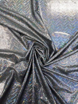 Lycra zwart hologram zilver