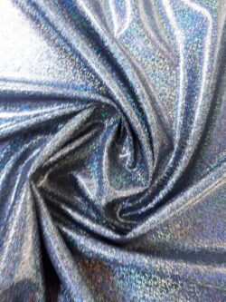 Lycra zwart shine hologram zilver