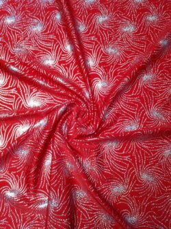 Lycra rood spiraal zilver