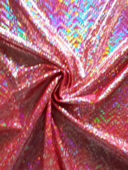 Lycra rood hologram zilver