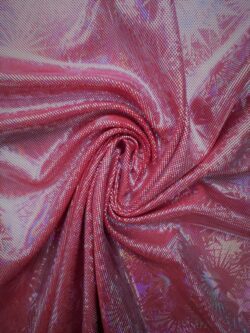 Lycra rood ster hologram zilver