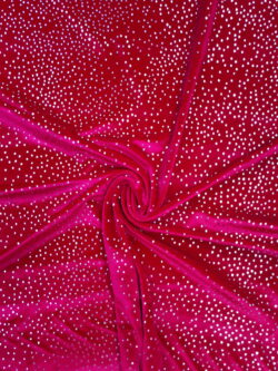 Velours smooth rood twinkle zilver