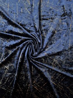 Velours crushed blauw ballo flash hologram goud