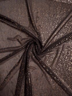 Mesh gaas zwart metallic goud little dot