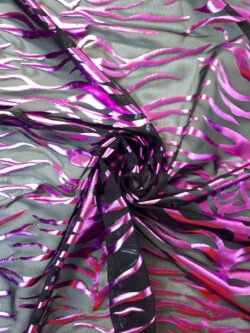Mesh gaas zwart tiger metallic roze