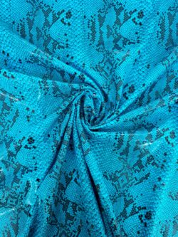 Lycra Blauw met dierenprint Cobra Black