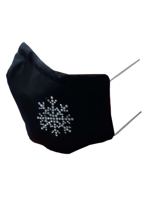 Kerstmondkapje zijkant zwart met sneeuwvlok