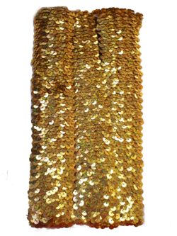 Rekbaar paillettenband hologram goud 5 cm breed