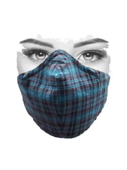 Mondkapje blauw met ruit patroon